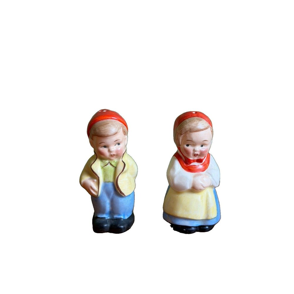 Vintage Ceramic Hand Painted German Children Salt & Pepper Shakers Germany